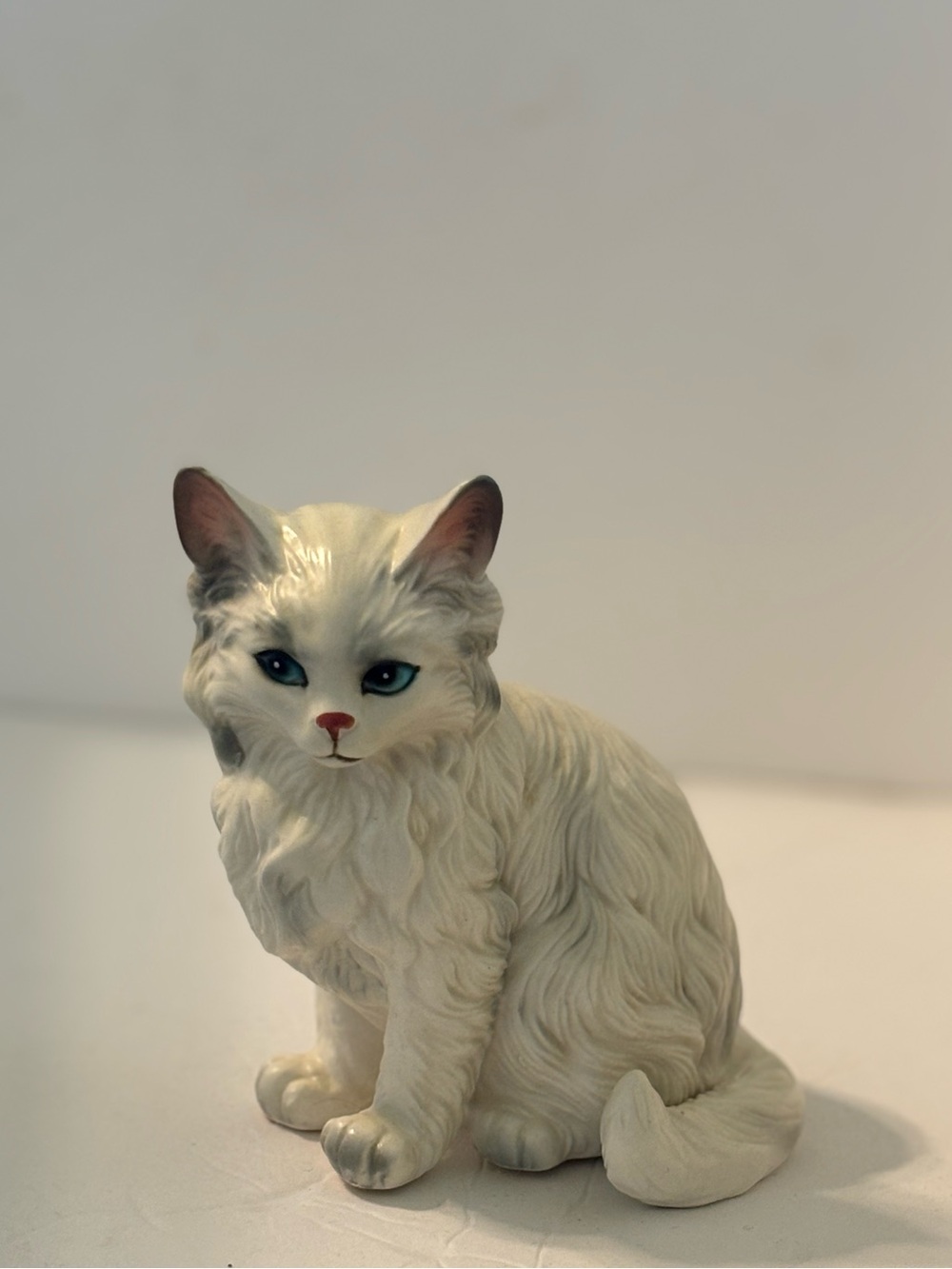 Vintage White Cat Ceramic Figurine
